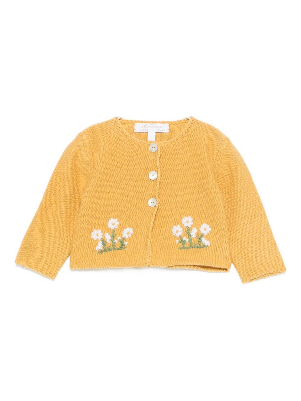Cardigan per neonata Mariella Ferrari giallo con ricamo a fiori MGC3 154 MARIELLA FERRARI 