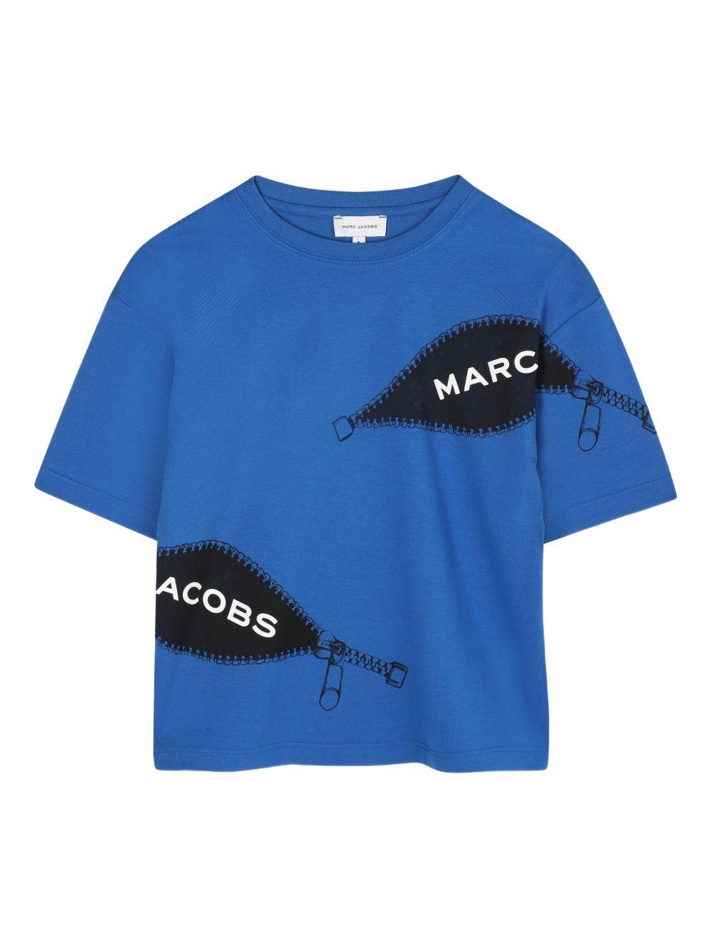 T-shirt per bambino Marc Jacobs Kids blu con stampa logo sul davanti W60637 872 THE MARC JACOBS KIDS 