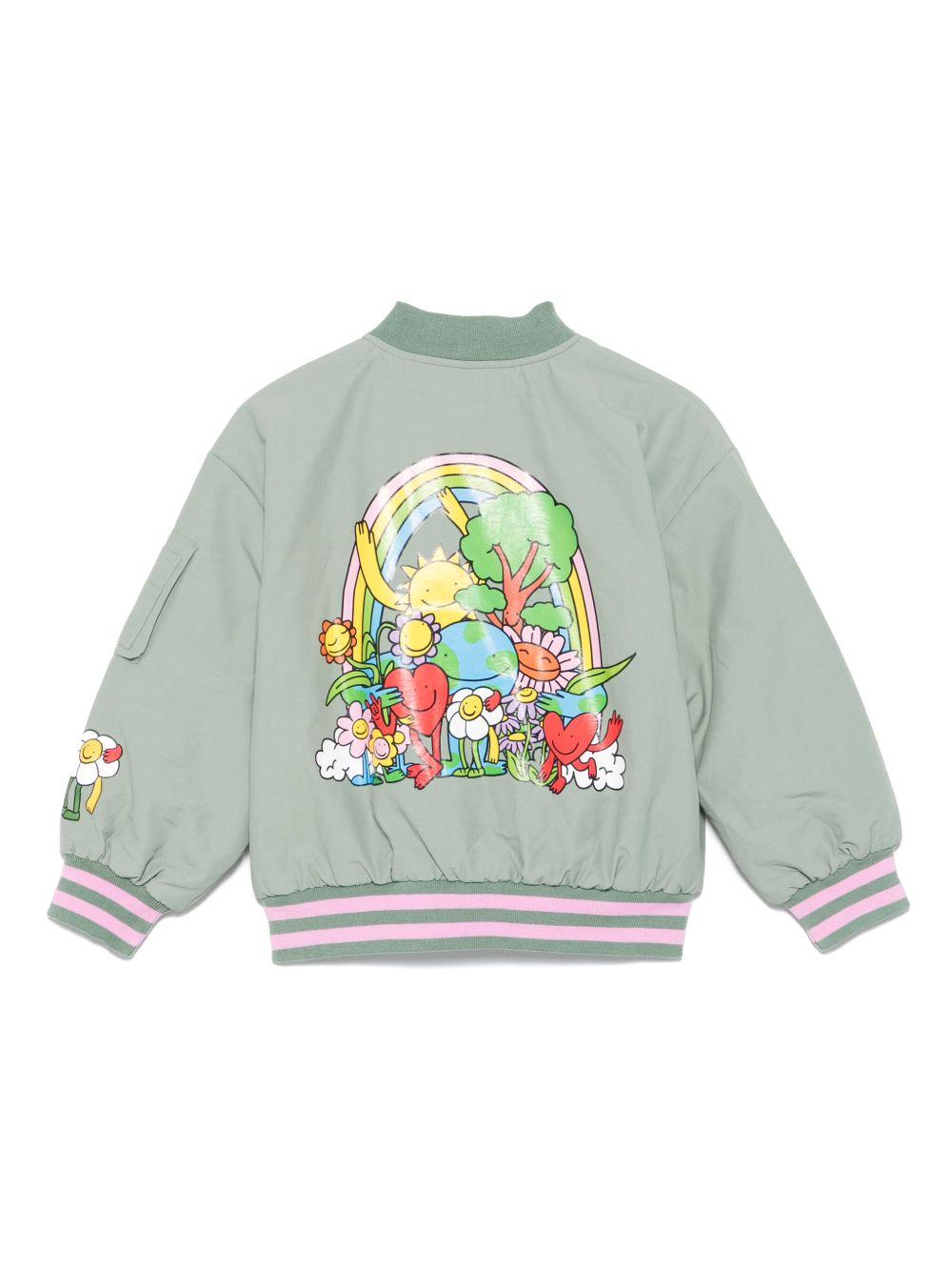 Bomber per bambina Stella McCartney Kids verde con stampa grafica TX2A17 Z2332 718 STELLA McCARTNEY KIDS 