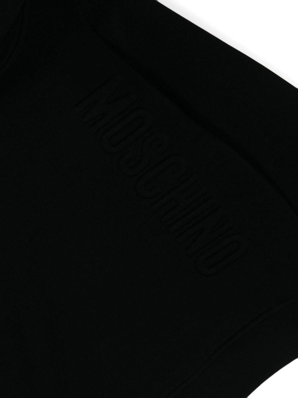 Felpa per bambino Moschino Kids nero con cappuccio e logo goffrato sul davanti HNF07KLCA58 60100 MOSCHINO KIDS 