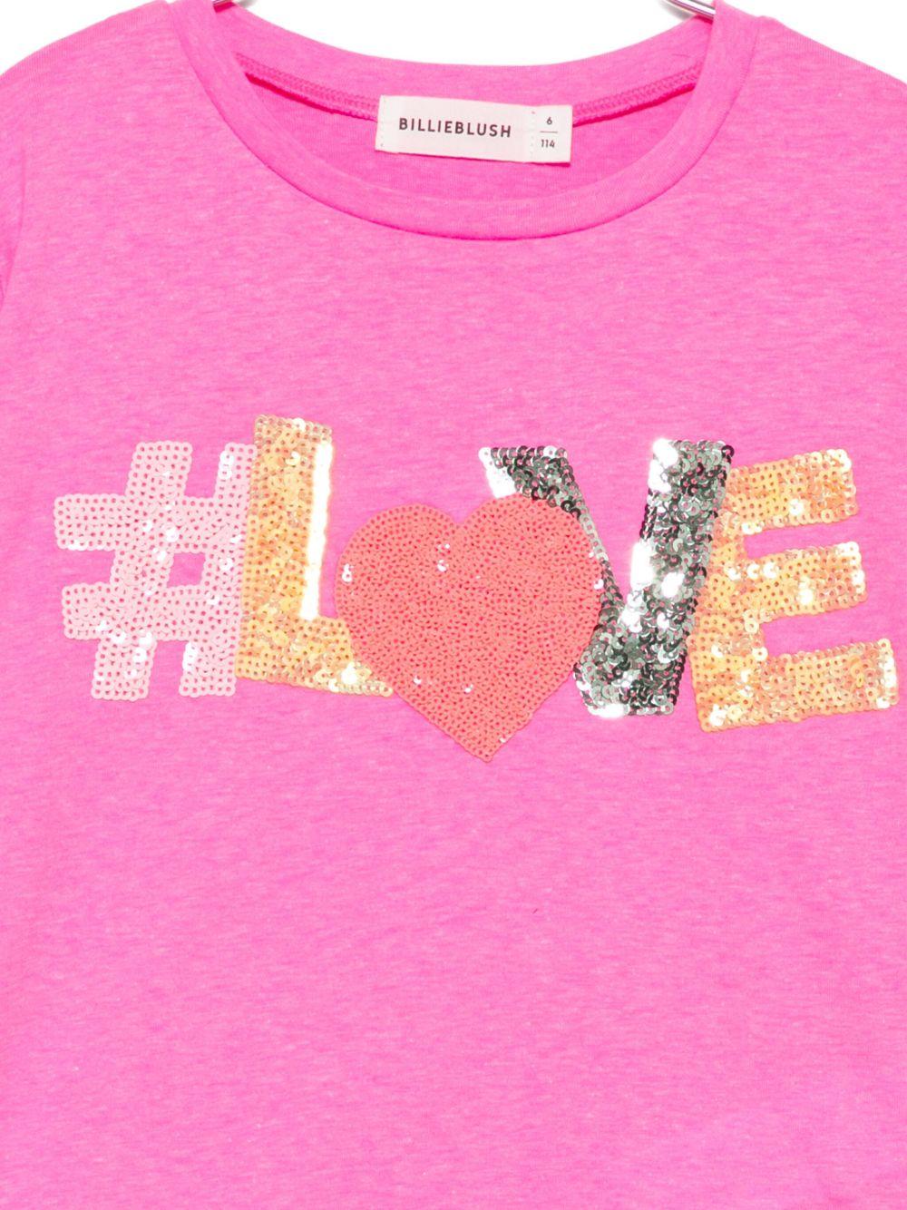 T-shirt per bambina Billieblush fucsia con decorazioni con paillettes U21606 473 BILLIEBLUSH 