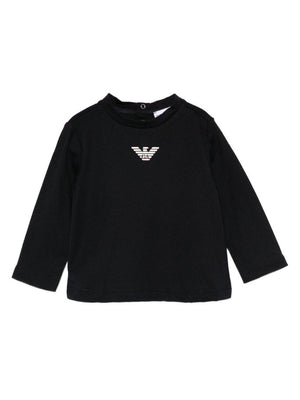 Emporio Armani Kids blue baby T-shirt with eagle logo on the front