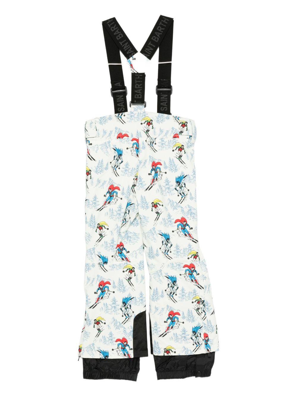Salopette per bambino MC2 Saint Barth Kids bianca con stampa grafica con supereroi OYM0001 00823I MC2 ST. BARTH KIDS 