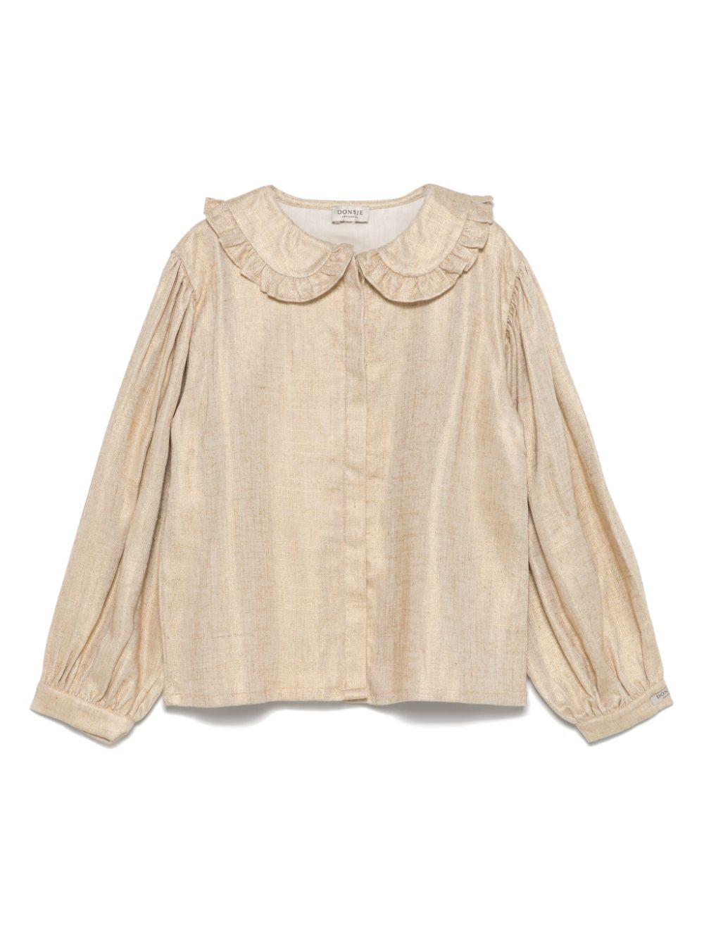 Camicia Suzei per bambina Donsje beige con tessuto mosso 4088900 00058 DONSJE 