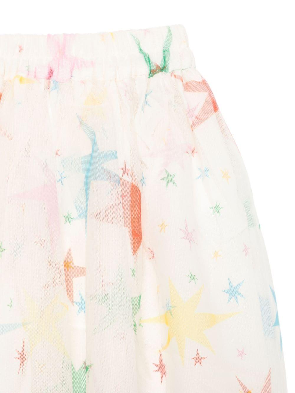 Gonna per bambina Stella McCartney Kids beige chiaro con stampa all-over in tulle TV7B01 Z2089 186MC STELLA McCARTNEY KIDS 