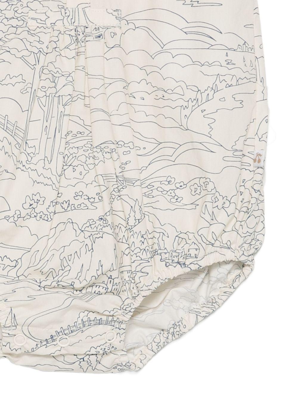 Tutina per neonati Bonpoint beige con stampa grafica all-over S06OOVW00001 677 BONPOINT 