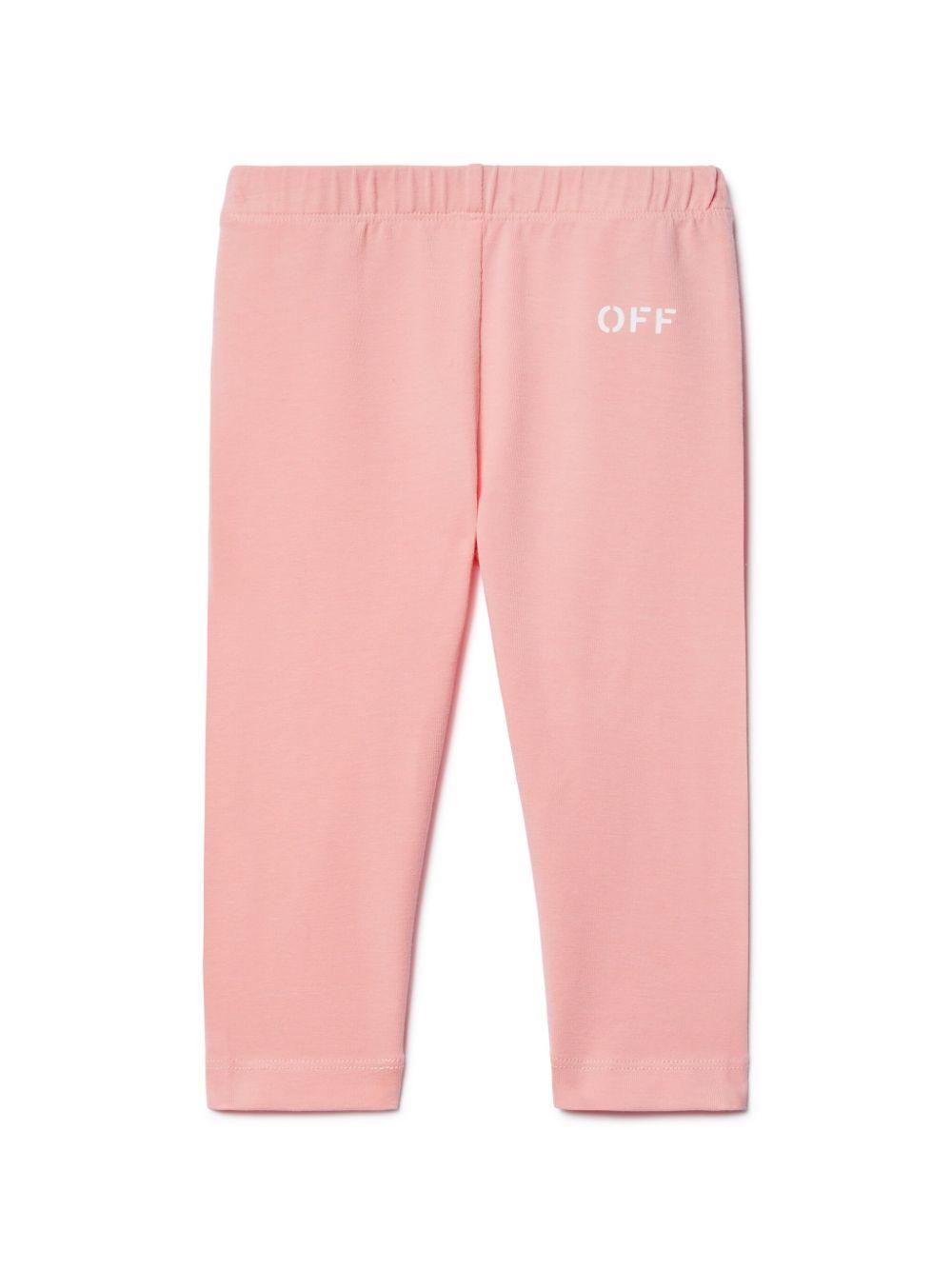 Leggings con stampa per neonata Off-White Kids rosa con design elasticizzato OGX3001S25JER001 3001 OFF WHITE KIDS 