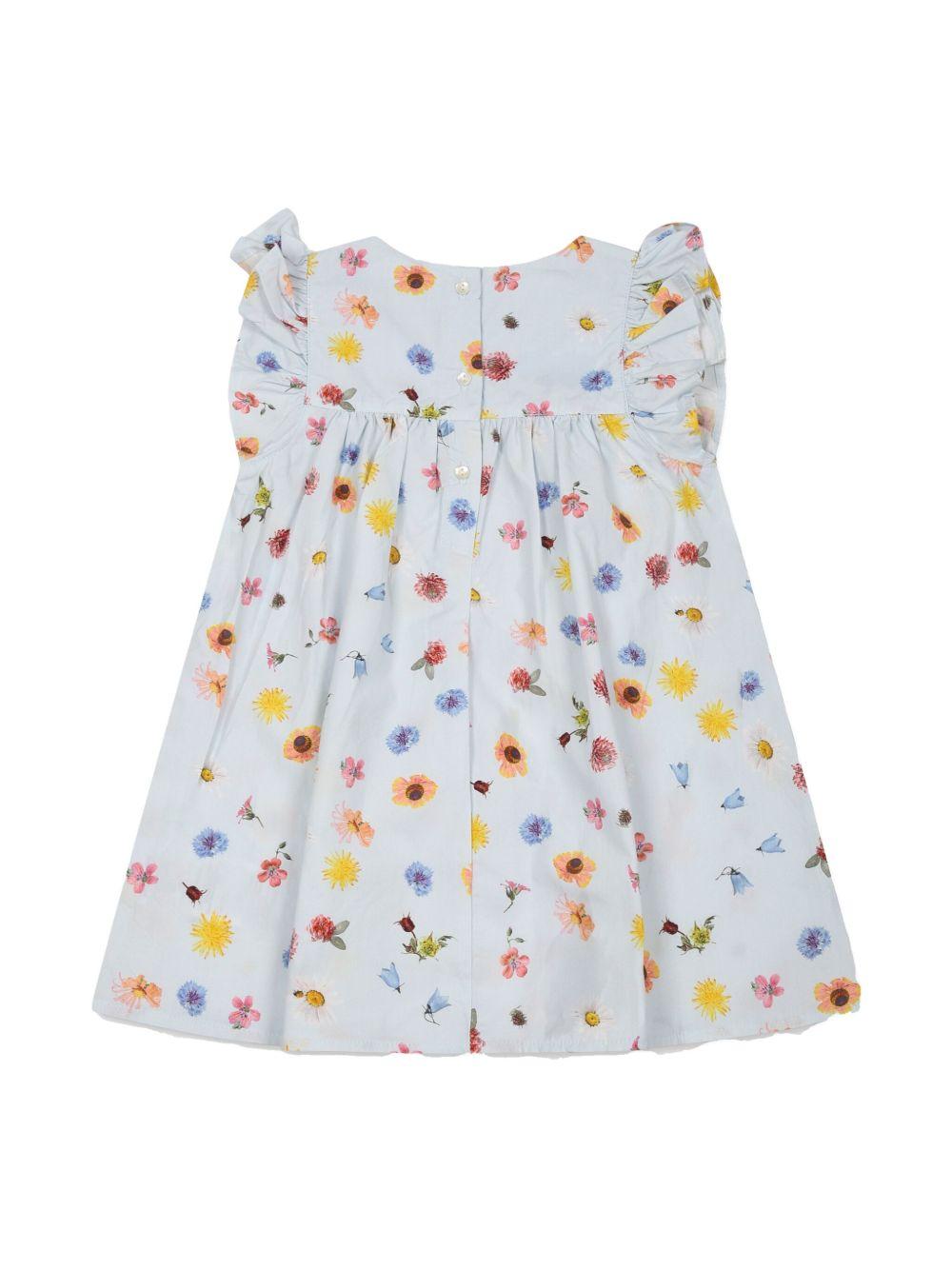 Abito con stampa a fiori per neonata Molo azzurro con dettagli con ruches 4S25E112 9280 MOLO 