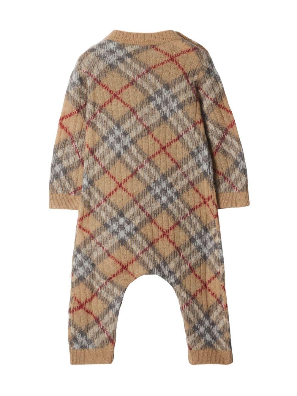 Tutina per neonato Burberry Kids beige con motivo a quadri 8104519 A2205 BURBERRY KIDS 