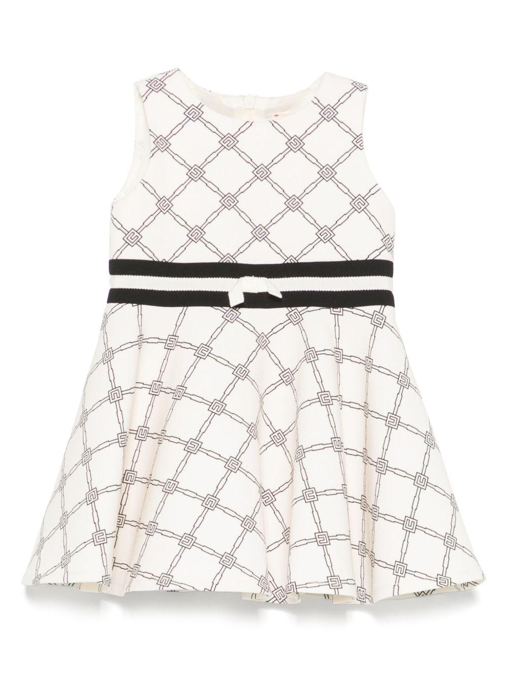 Abito con logo per bambina Elisabetta Franchi La Mia Bambina beige con dettaglio fiocco EGAB1940GA018 D557 ElISABETTA FRANCHI 