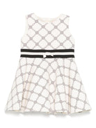 Abito con logo per bambina Elisabetta Franchi La Mia Bambina beige con dettaglio fiocco EGAB1940GA018 D557 ElISABETTA FRANCHI 