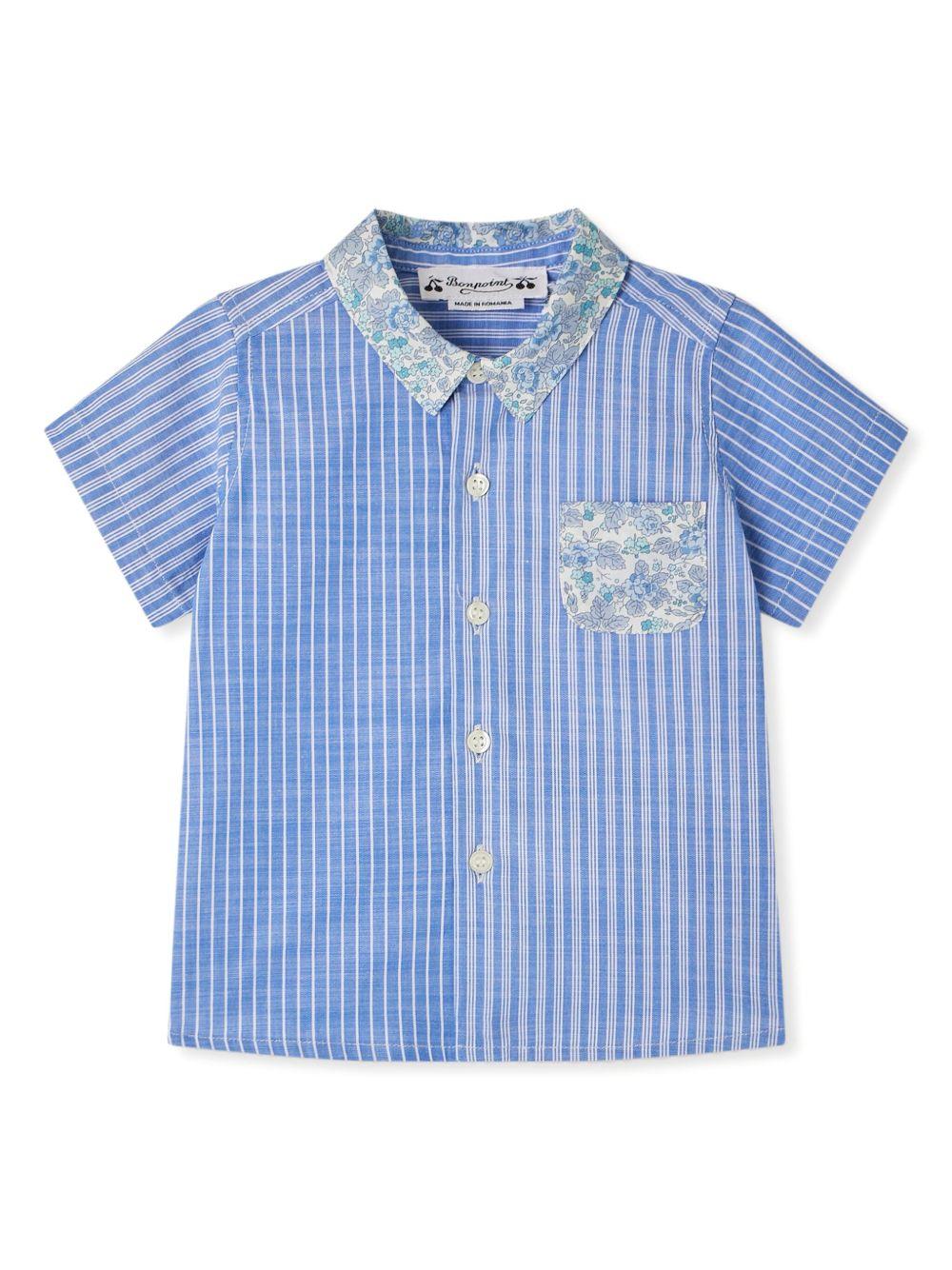Camicia per neonato Bonpoint Fredy azzurro con motivo gessato S05YSHW00010 215 BONPOINT 