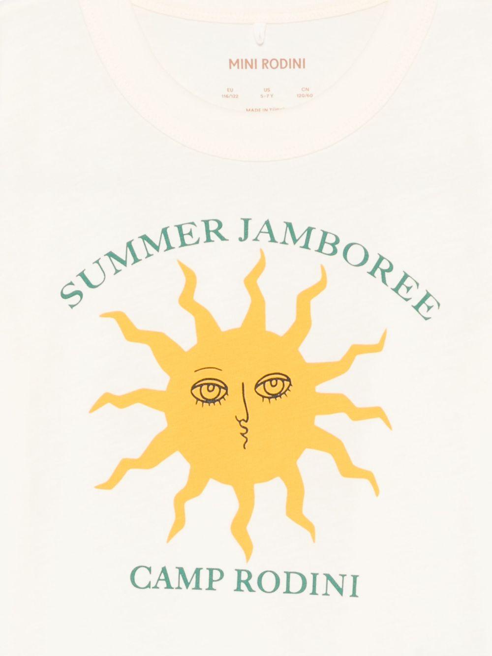 T-shirt per bambina Mini Rodini beige con stampa sole 2562011011 OFF-WHITE MINI RODINI 