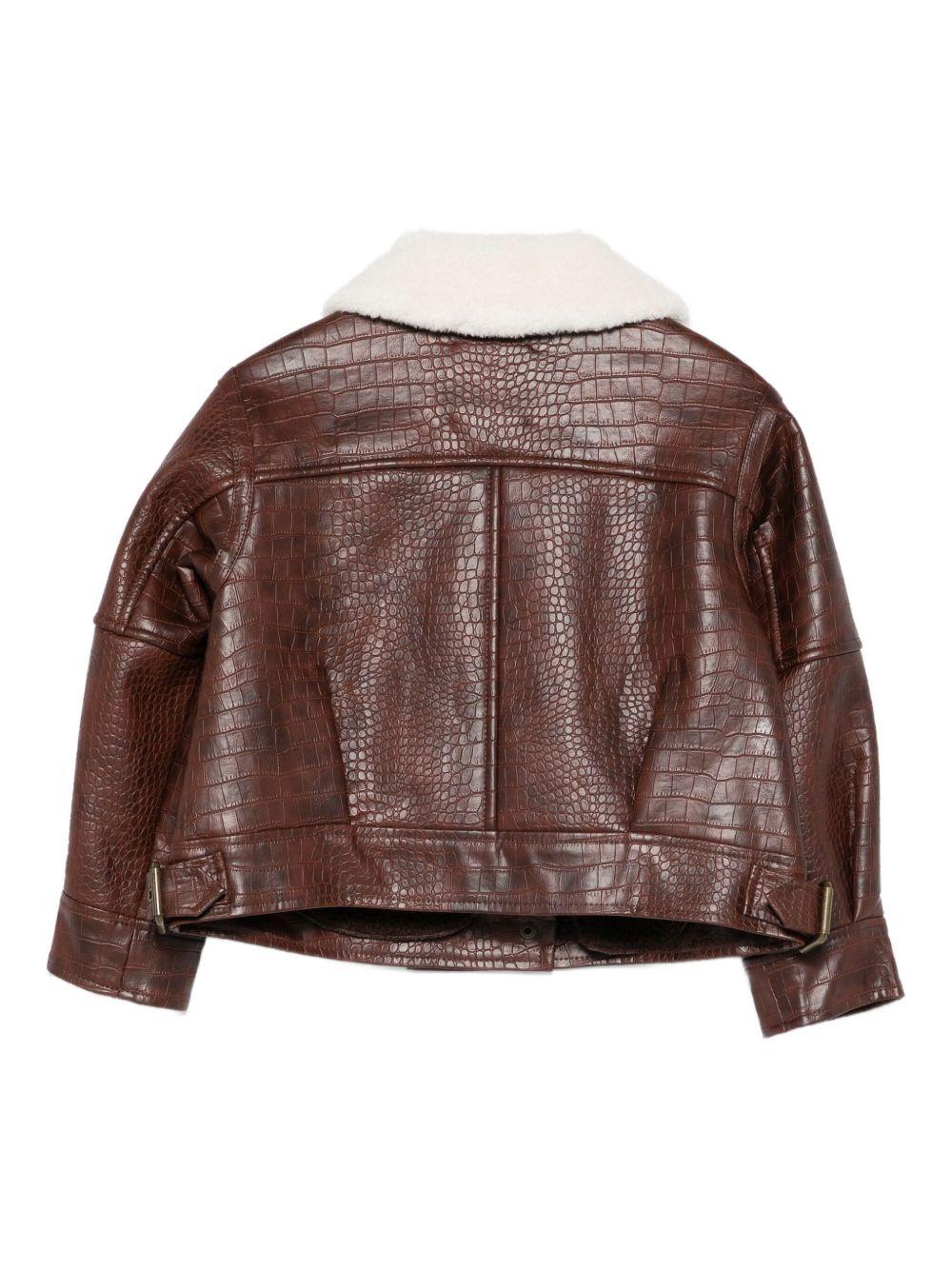 Giubbino per bambina Pinko Kids marrone in pelle effetto coccodrillo KFGB005CPE016 6051 PINKO KIDS 