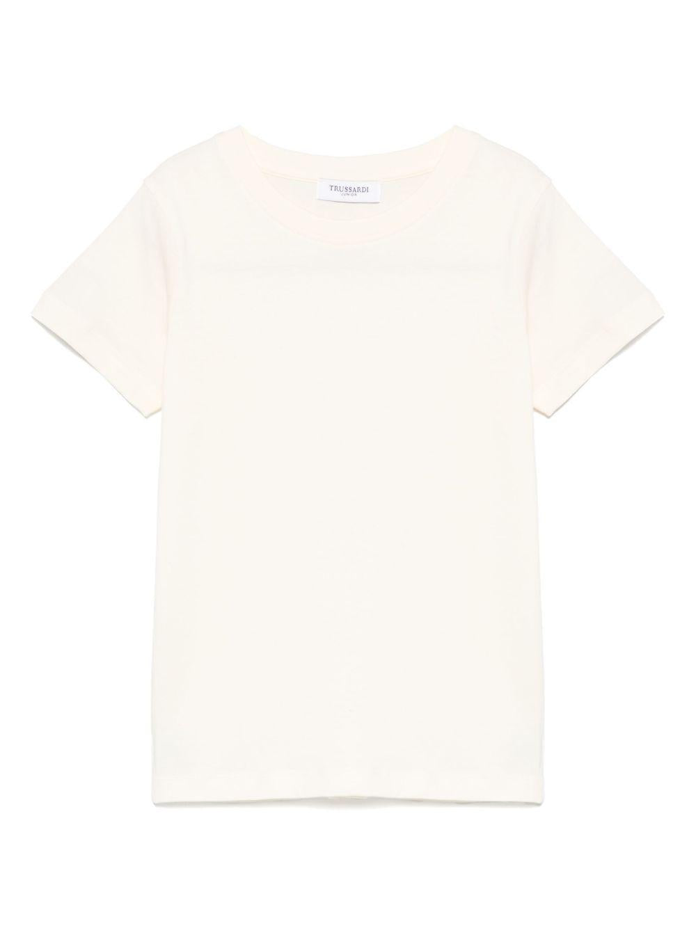 T-shirt per bambino TRUSSARDI JUNIOR beige con logo floccato TBP25157TS BUTTER TRUSSARDI JUNIOR 