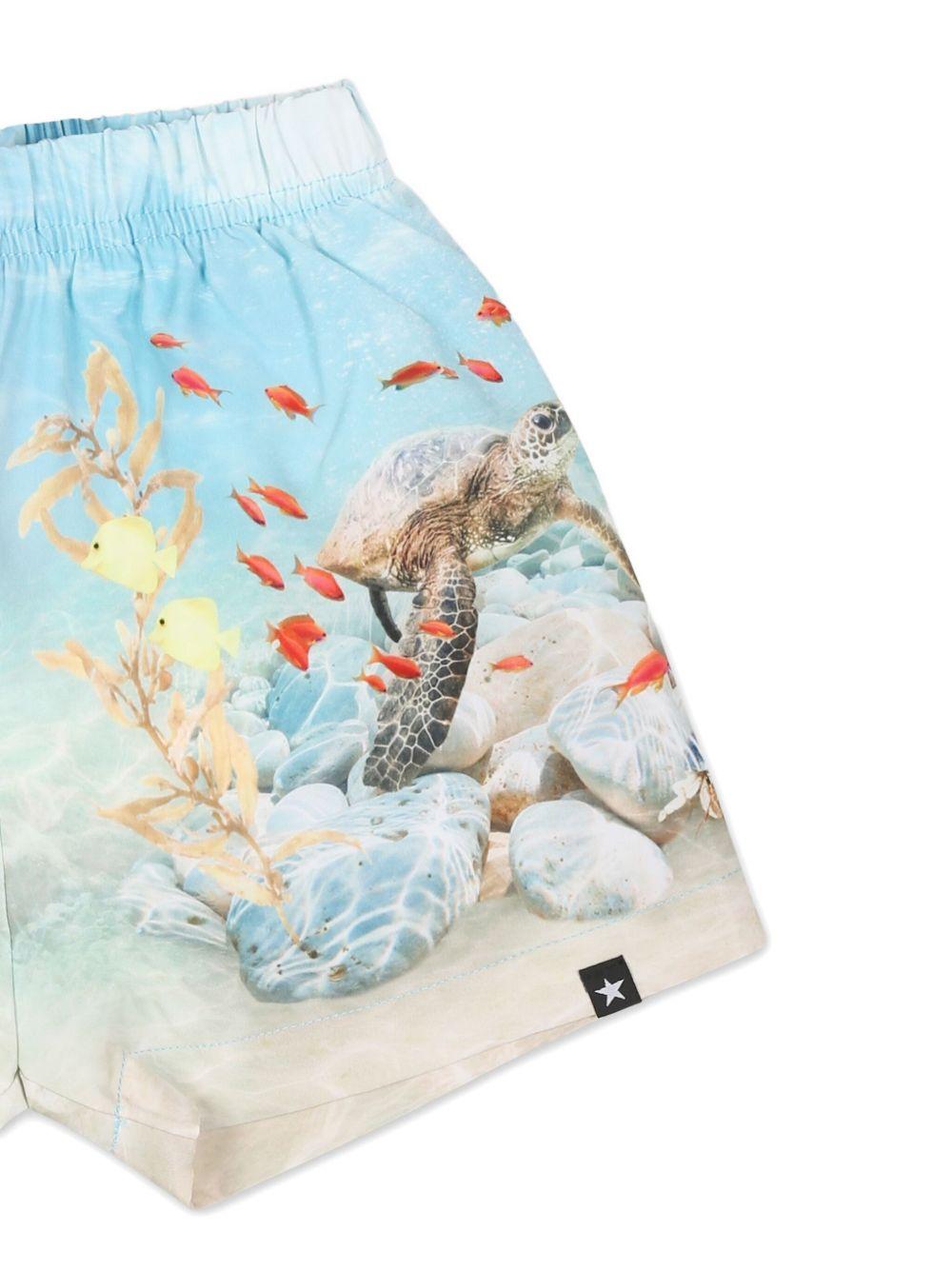 Costume da bagno per neonato Molo azzurro con stampa grafica e vita elasticizzata 8S25P612 3808 MOLO 