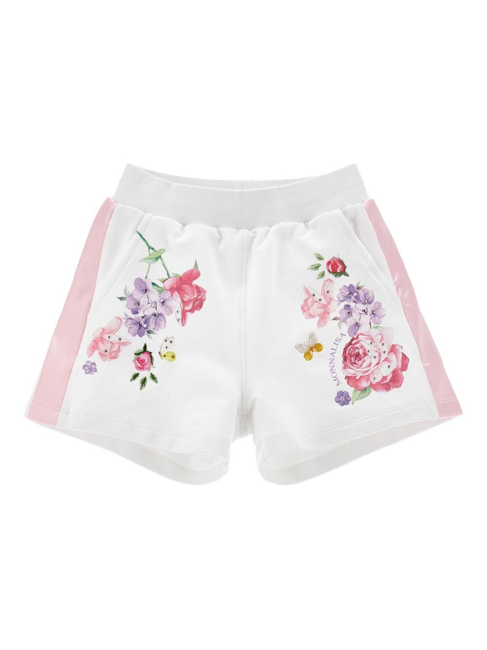 Shorts per bambina Monnalisa bianco con stampa a fiori 19G403 7007 9990 MONNALISA 