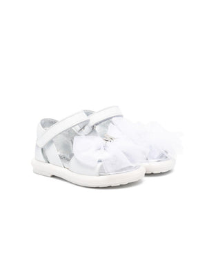 Monnalisa white sandals for girls with bow detail