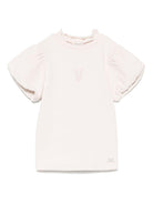T-shirt per bambina Donsje Nowien beige con motivo con ricamo 4081104 00001 DONSJE 