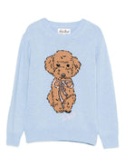 Maglione per bambina MC2 Saint Barth Kids azzurro con ricamo cagnolino PRC0001 02215I MC2 ST. BARTH KIDS 