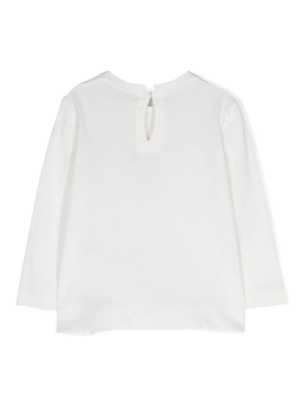T-shirt con logo per neonata Monnalisa bianca con maniche lunghe 39D620 4003 0001 MONNALISA 