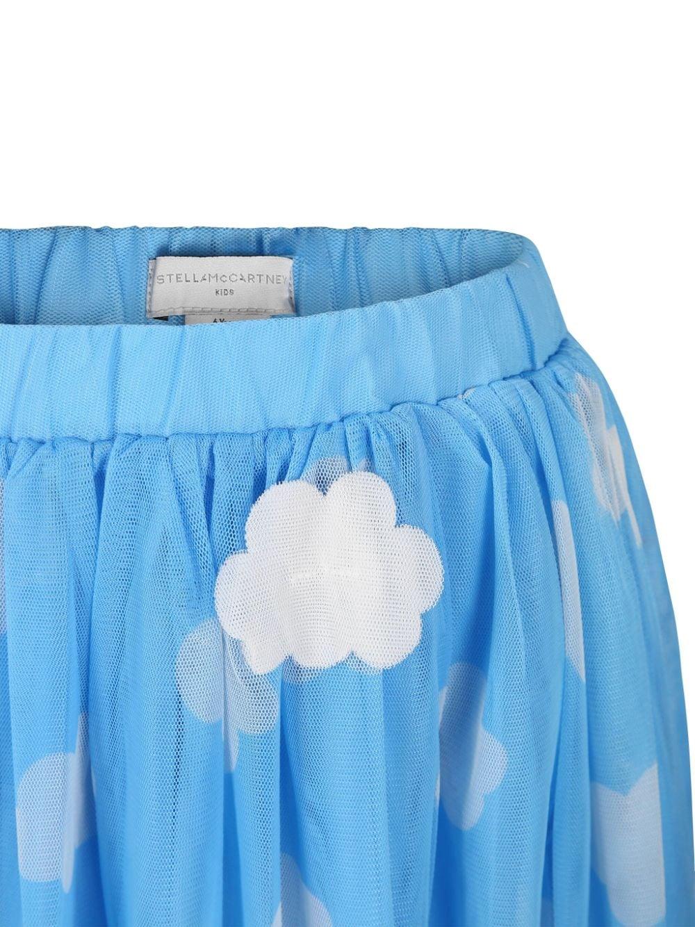 Gonna azzurra in tulle per bambina con stampa nuvole Stella McCartney Kids TV7B51 Z2108 630BC STELLA McCARTNEY KIDS 