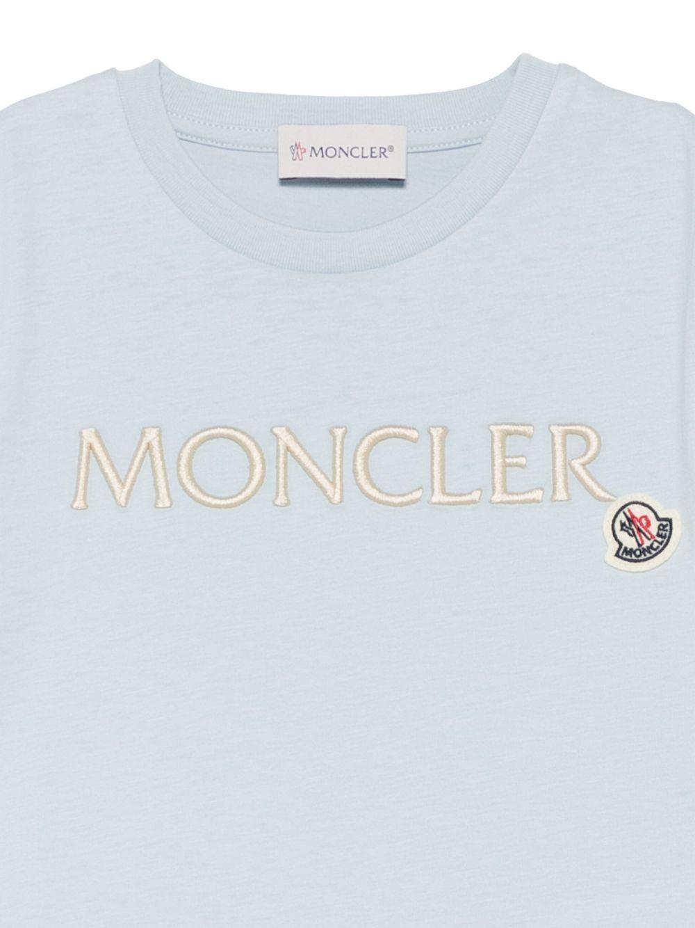 T-shirt per bambino Moncler Enfant azzurro in cotone con logo K19548C0001389AT9 70E MONCLER ENFANT 