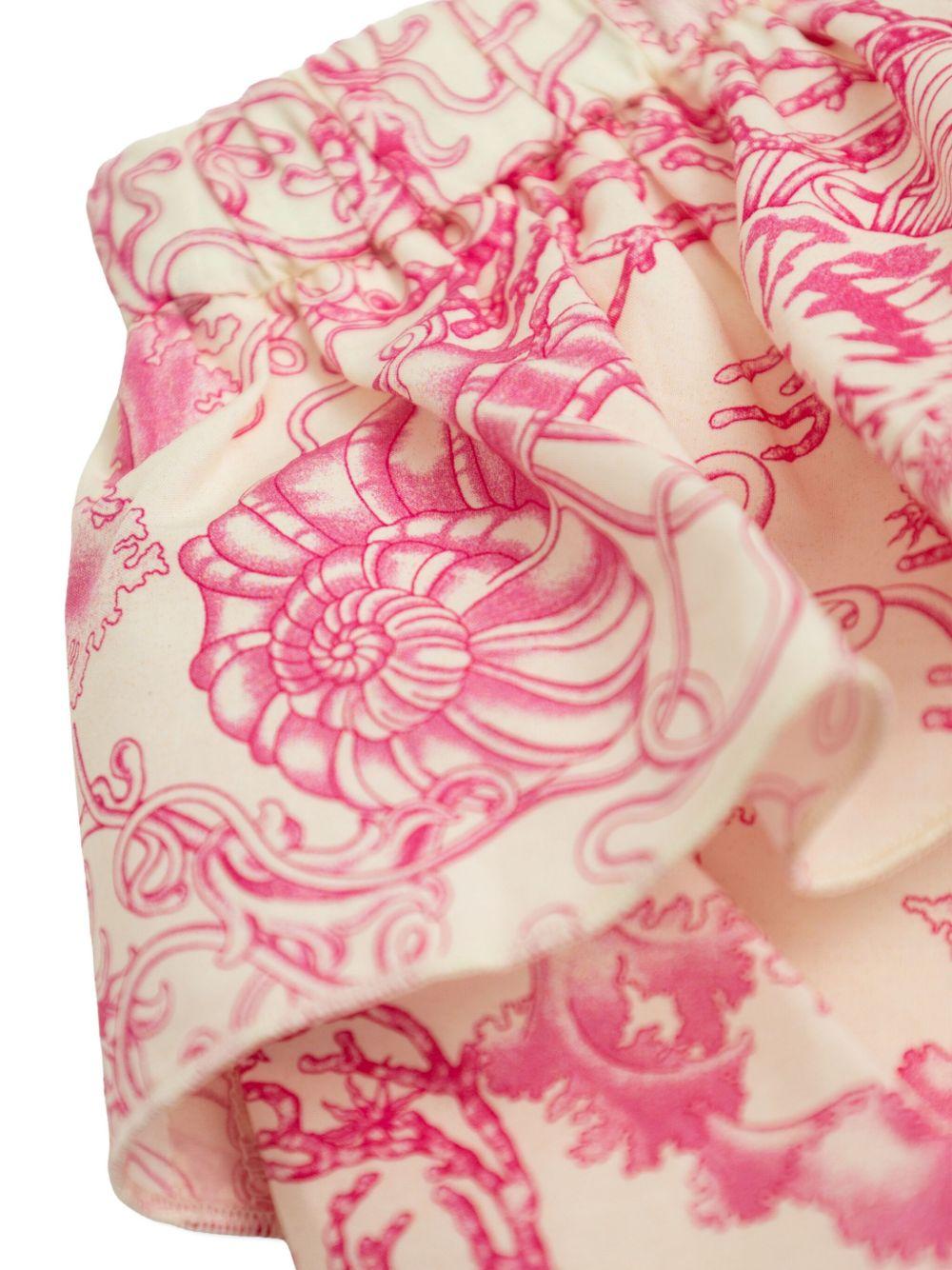 Gonna per bambina Versace Kids Underwater Barocco beige e rosa con ruches 10186941A15357 5K660 VERSACE KIDS 