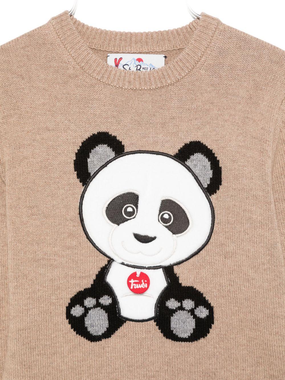 Maglione per bambino MC2 Saint Barth Kids x Trudi beige con ricamo Panda sul davanti DOU0001 00078I MC2 ST. BARTH KIDS 