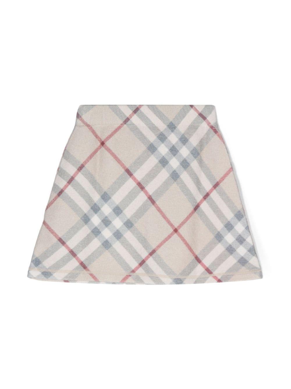 Gonna a quadri per bambina Burberry Kids beige con design svasato 8093147 A2205 BURBERRY KIDS 