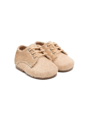 Eli1957 beige fur baby first steps shoes with laces