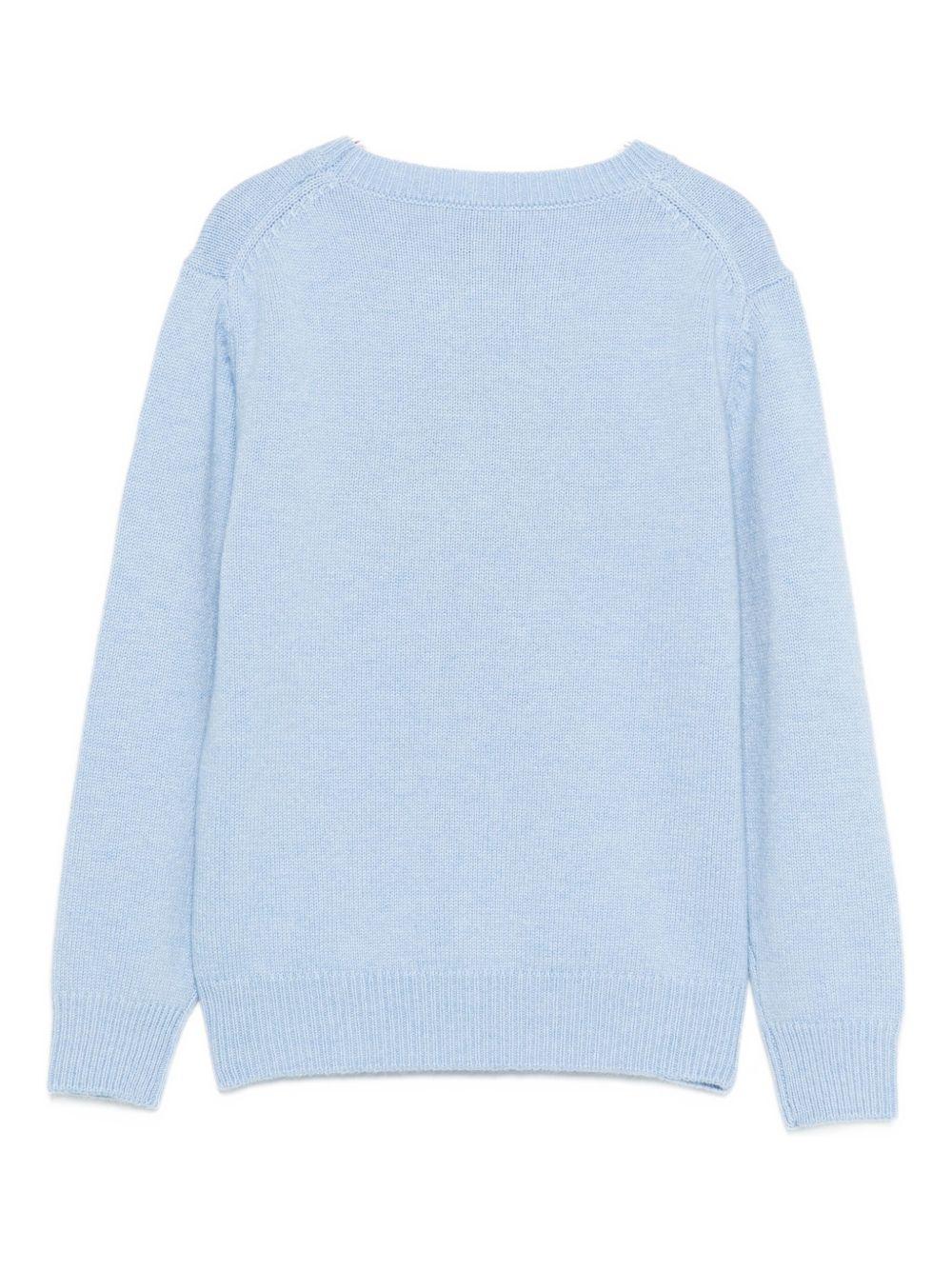 Maglione per bambina MC2 Saint Barth Kids azzurro con ricamo cagnolino PRC0001 02215I MC2 ST. BARTH KIDS 