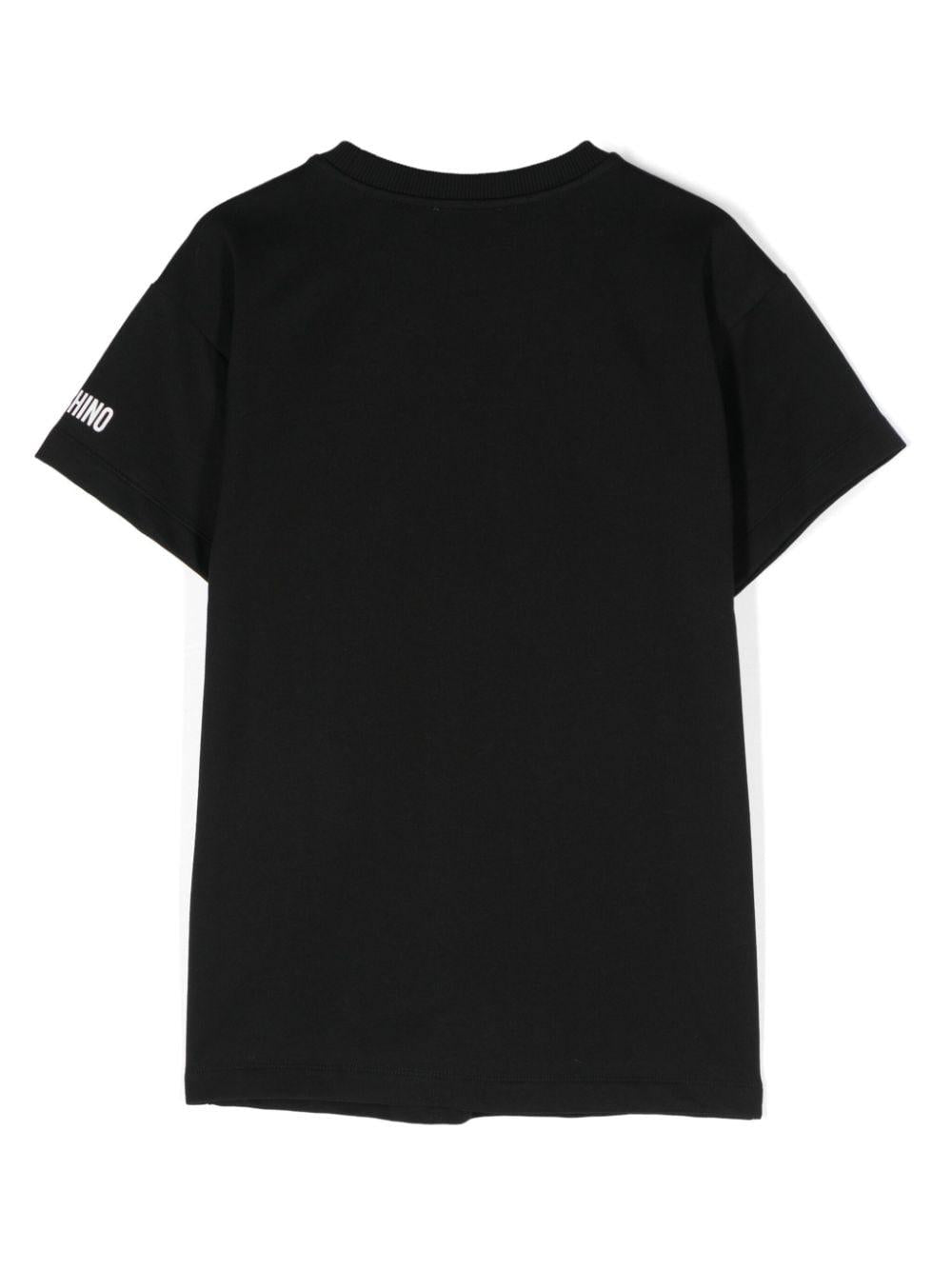 T shirt nera per bambina Moschino con stampa LOVE bianca HDV0FULCA61 60100 MOSCHINO KIDS 