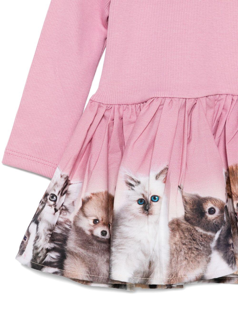 Abito per neonata Molo rosa con stampa con animali 4W25E203 9606 MOLO 