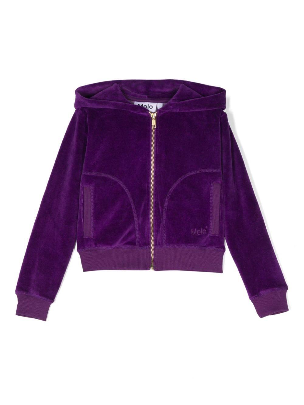 Felpa con cappuccio per bambina Molo viola con logo laterale 2W24J301 8967 MOLO 