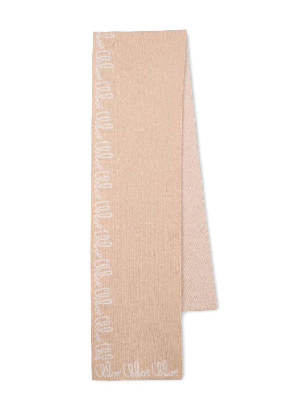 Sciarpa per bambina Chloé Kids beige con stampa logo C20674 257 CHLOE' KIDS 