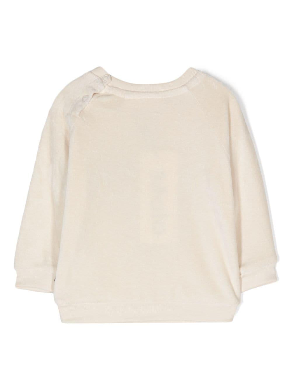 Felpa per neonati Molo Deary beige con applicazione con orecchie da animale 6W24J208 8955 MOLO 
