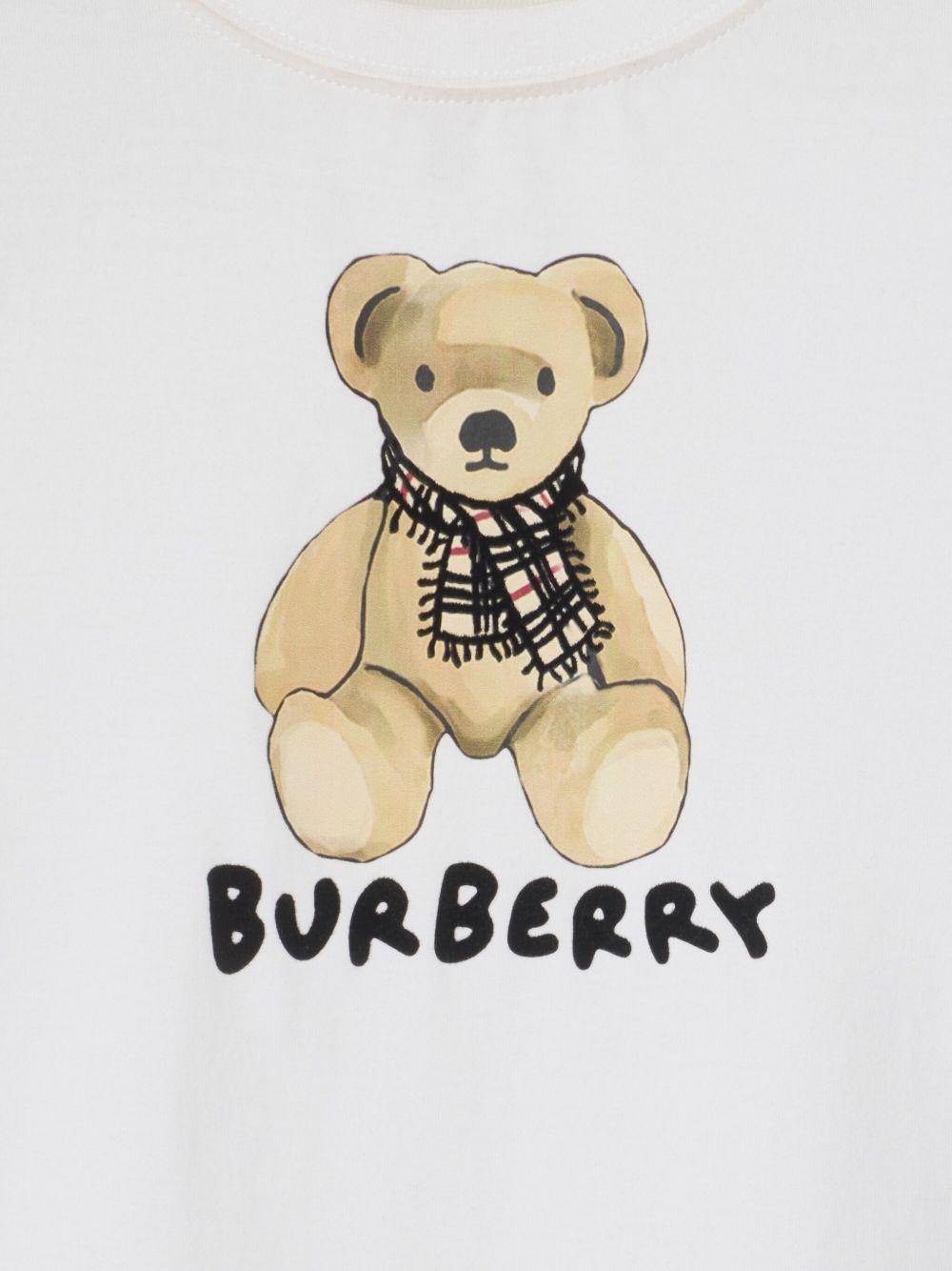 T-shirt per bambino Burberry Kids bianco Thomas Bear con orlo dritto 8112389 A1464 BURBERRY KIDS 