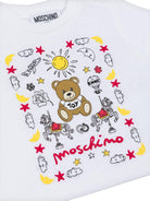 T-shirt con ricamo per neonata Moschino Kids bianco con girocollo MMM047LAA23 10101 MOSCHINO KIDS 