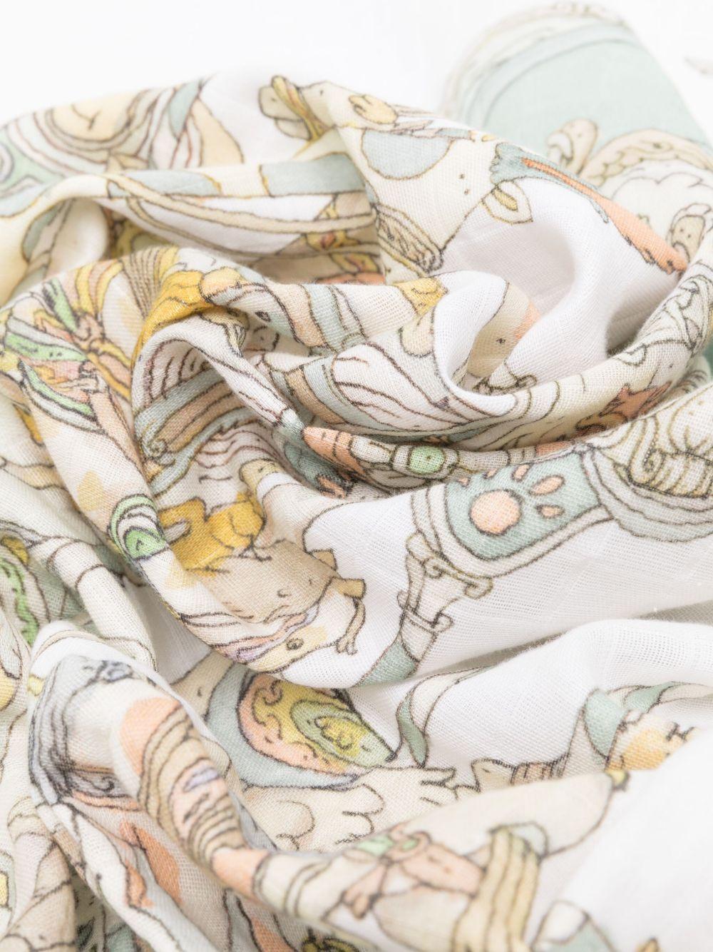 Coperta per neonati Atelier Chuox bianca con stampa Carousel CA-CQ-CAR G-U ATELIER CHOUX PARIS 