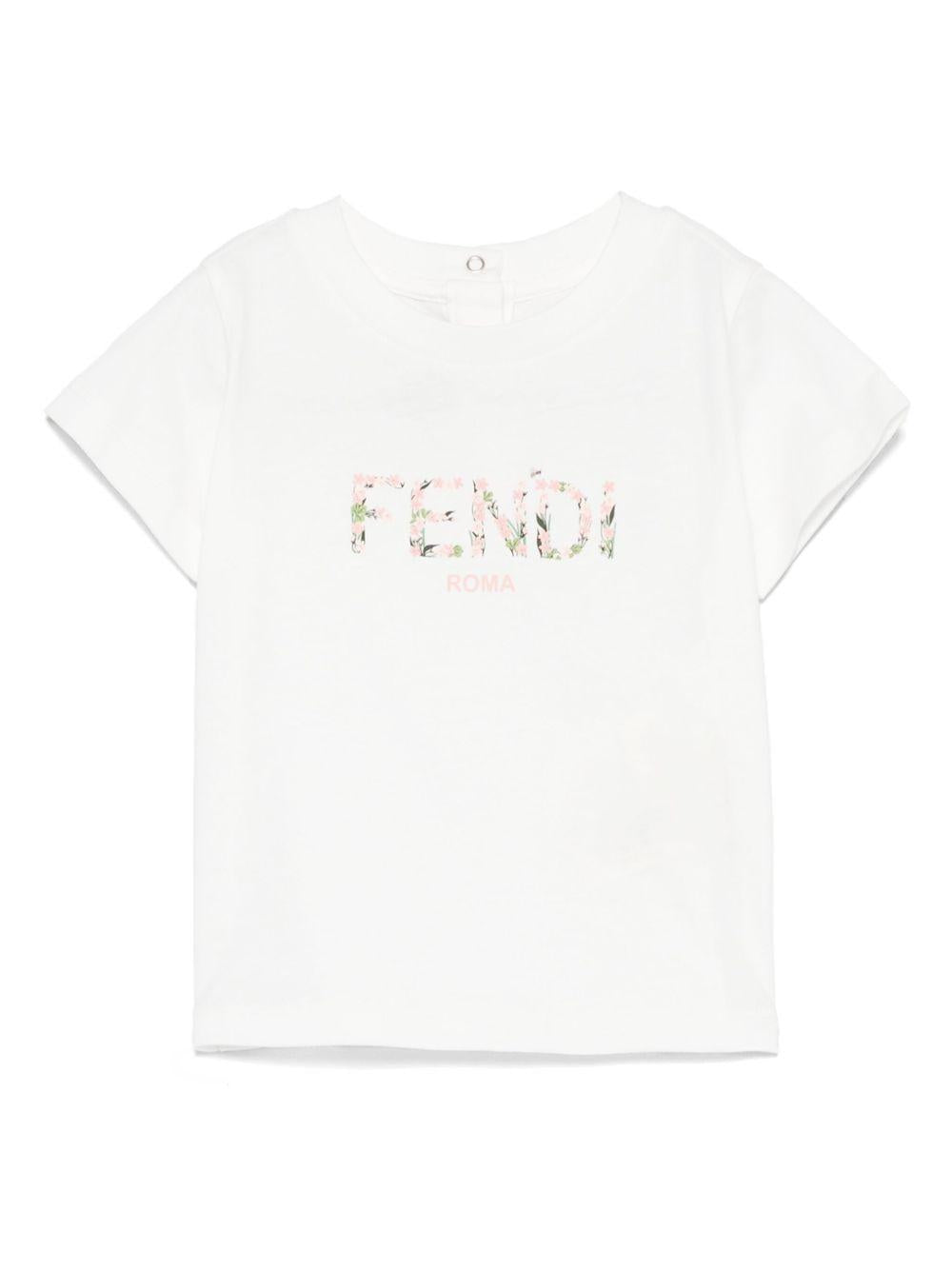 T-shirt per neonata Fendi Kids bianco con logo BFI167 7AJ F0TU9 FENDI KIDS 