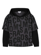 Felpa per bambino Marc Jacobs Kids grigia con logo all-over e maniche nere a contrasto W60626 075 THE MARC JACOBS KIDS 