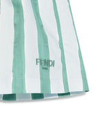 Shorts per bambino Fendi Kids bianco a righe verticali verdi JMF516 AS67 F1R0V FENDI KIDS 