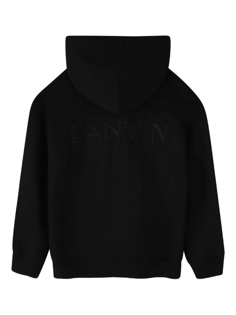 Felpa per bambino Lanvin Enfant nera con tasca a canguro N30298 09B LANVIN 