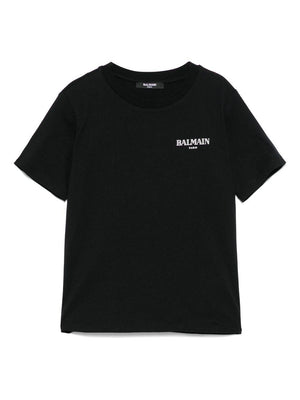 Balmain Kids black T-shirt with logo print