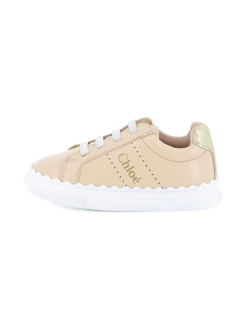 Sneakers per neonata Chloé Kids beige con bordo a smerlo C20730 46J CHLOE' KIDS 