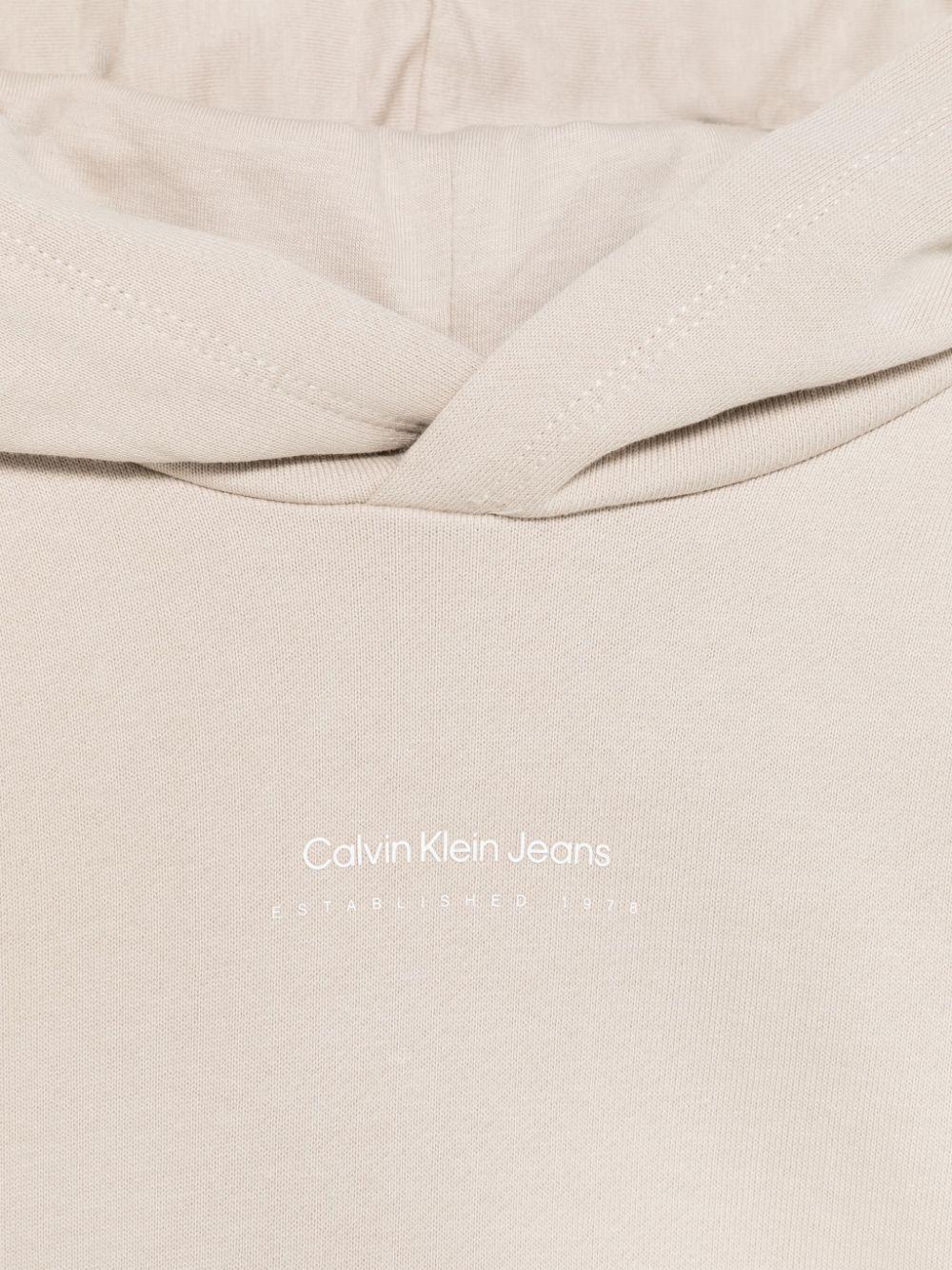 Felpa con cappuccio per bambino Calvin Klein Kids beige con orlo e polsini a coste IB0IB02383 PA8 CALVIN KLEIN KIDS 