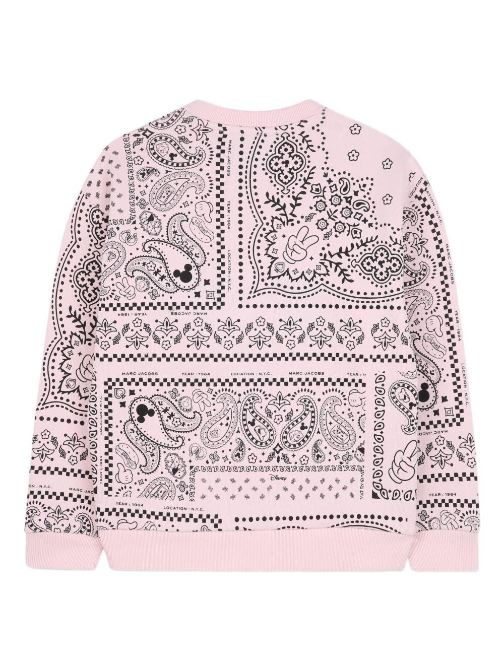 Felpa per bambina Marc Jacobs Kids x Disney Mickey Mouse rosa con stampa paisley W60575 475 THE MARC JACOBS KIDS 