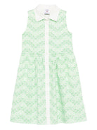 Abito per bambina Casablanca Kids verde con motivo monogramma KSP26DR15601 WAVY MONOGRAM CASABLANCA KIDS 
