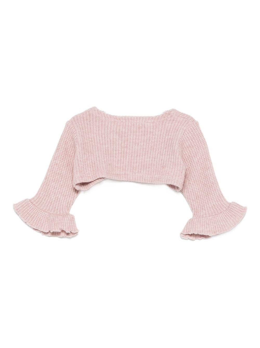 Cardigan per neonata La Stupenderia rosa con dettagli arricciati 1TCGC24 M06 LA STUPENDERIA 